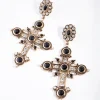 Antique Gold Statement Cross Earrings