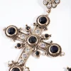 Antique Gold Statement Cross Earrings