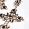 Antique Gold Statement Cross Earrings