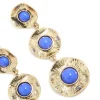 Antique Gold Textured Triple Blue Stone Layered Drop Earrings
