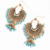 Antique Gold Turquoise Blue Bead Drop Jhumka Earrings