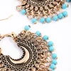 Antique Gold Turquoise Blue Bead Drop Jhumka Earrings