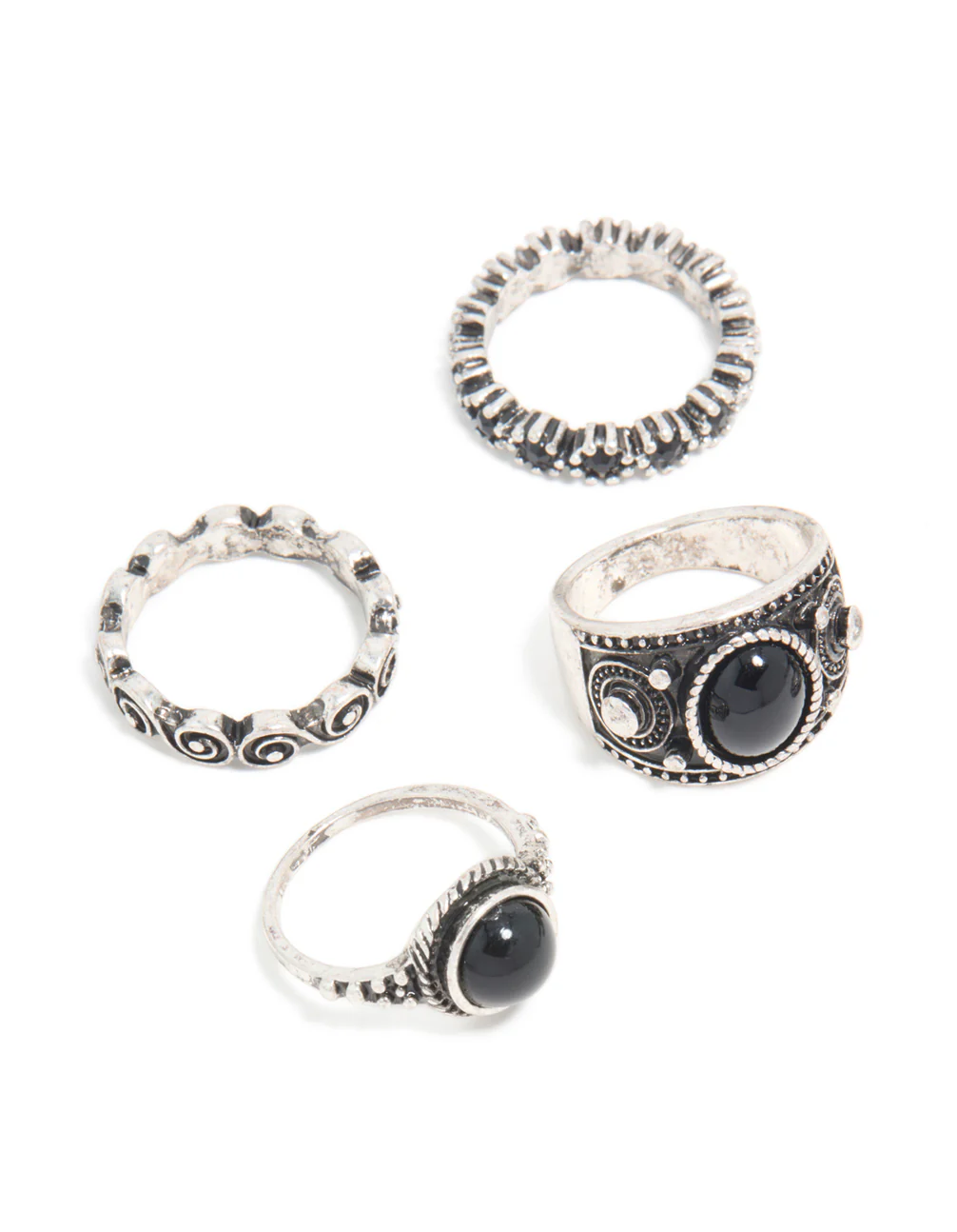 1901-antique-silver-black-stones-boho-swirl-stacking-6-pack-2.webp Antique Silver & Black Stones Boho Swirl Stacking 6-Pack