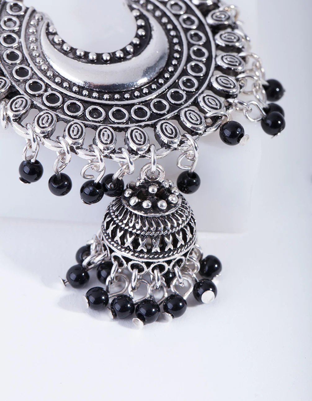 1906-antique-silver-black-beaded-drop-jhumka-earrings-3.webp Antique Silver Black Beaded Drop Jhumka Earrings
