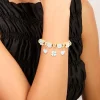 Gold Blue Clover & Heart Charm Toggle Bracelet