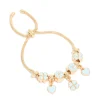 Gold Blue Clover & Heart Charm Toggle Bracelet