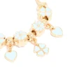 Gold Blue Clover & Heart Charm Toggle Bracelet