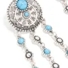 Antique Silver Blue Circle Drop Earrings