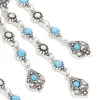 Antique Silver Blue Circle Drop Earrings
