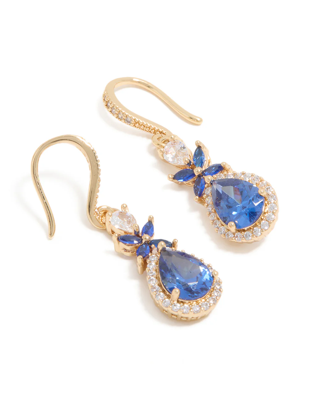 192-gold-blue-cubic-zirconia-flower-drop-earrings-2.webp Gold Blue Cubic Zirconia Flower Drop Earrings
