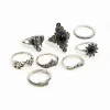 1923-s-m-s-m-variation-1.webp Antique Silver Boho Elephant Style Rings 8-Pack