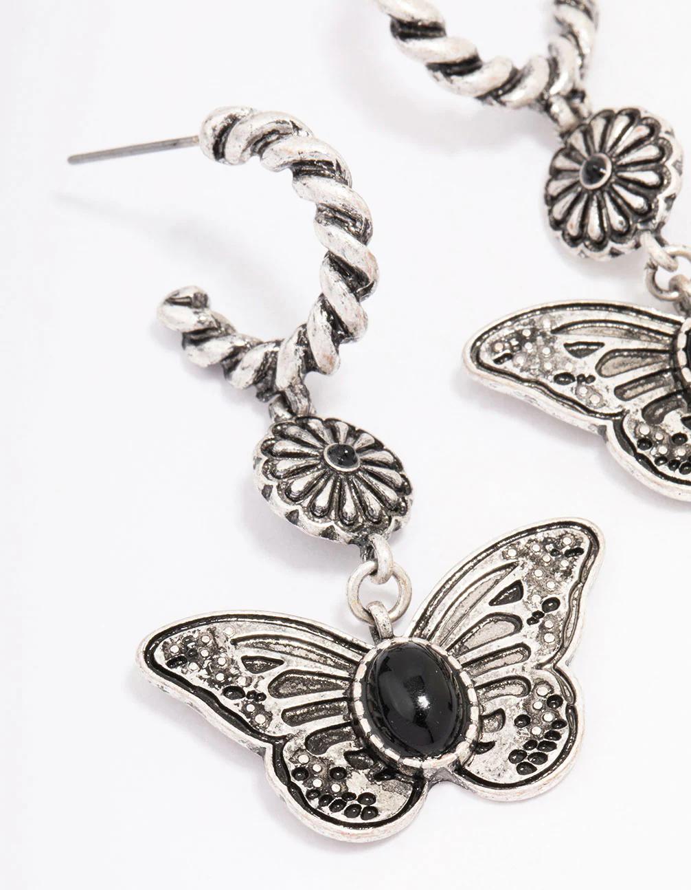 1925-antique-silver-butterfly-rope-drop-earrings-2.webp Antique Silver Butterfly Rope Drop Earrings