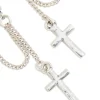Antique Silver Chain Cross Drop Earrings