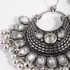 Antique Silver Diamante Drop Chandbali Earrings