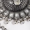 Antique Silver Diamante Drop Chandbali Earrings