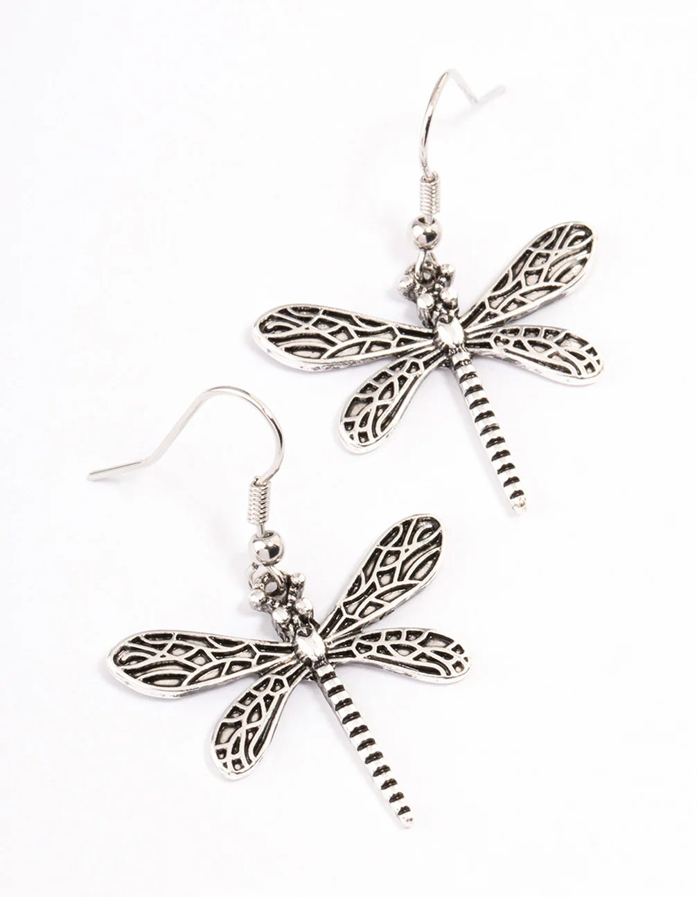 1937-antique-silver-dragonfly-drop-earrings-1.webp Antique Silver Dragonfly Drop Earrings