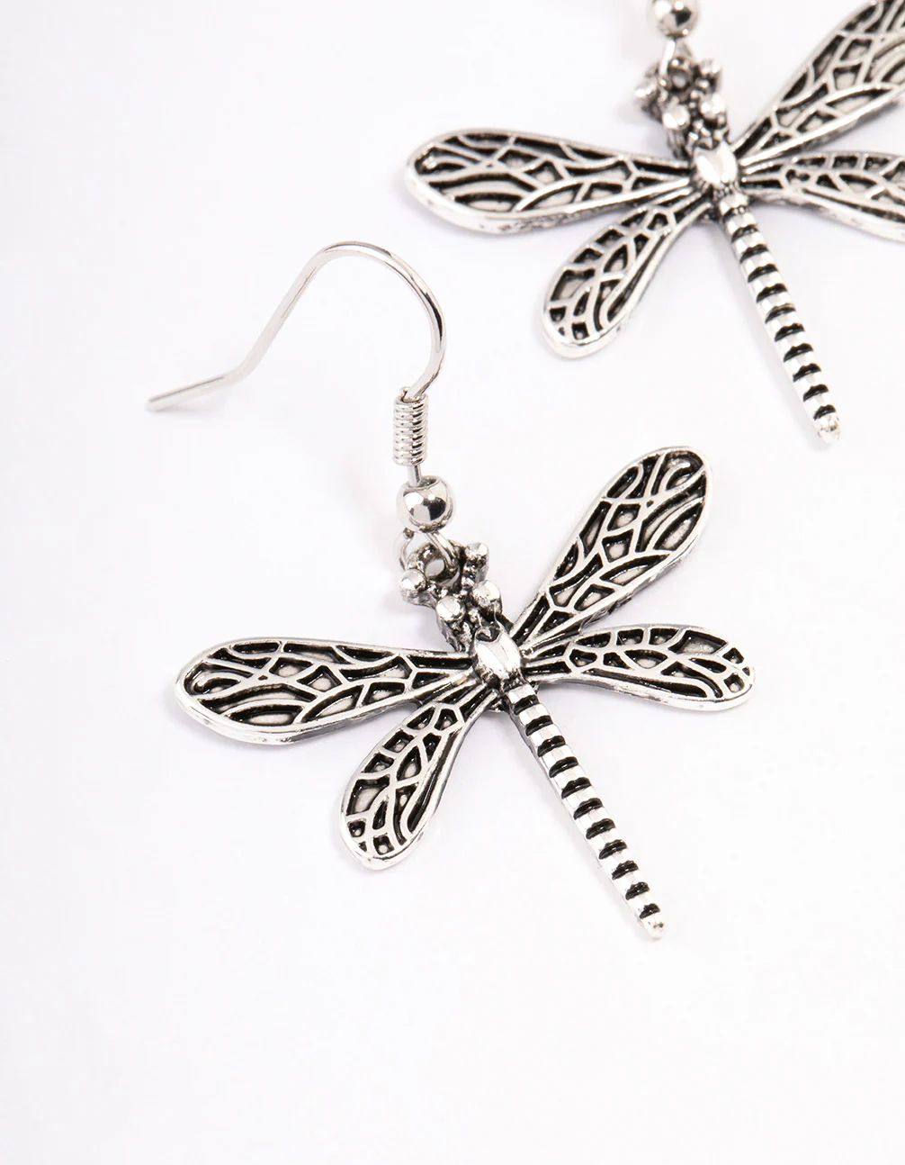 1937-antique-silver-dragonfly-drop-earrings-2.webp Antique Silver Dragonfly Drop Earrings