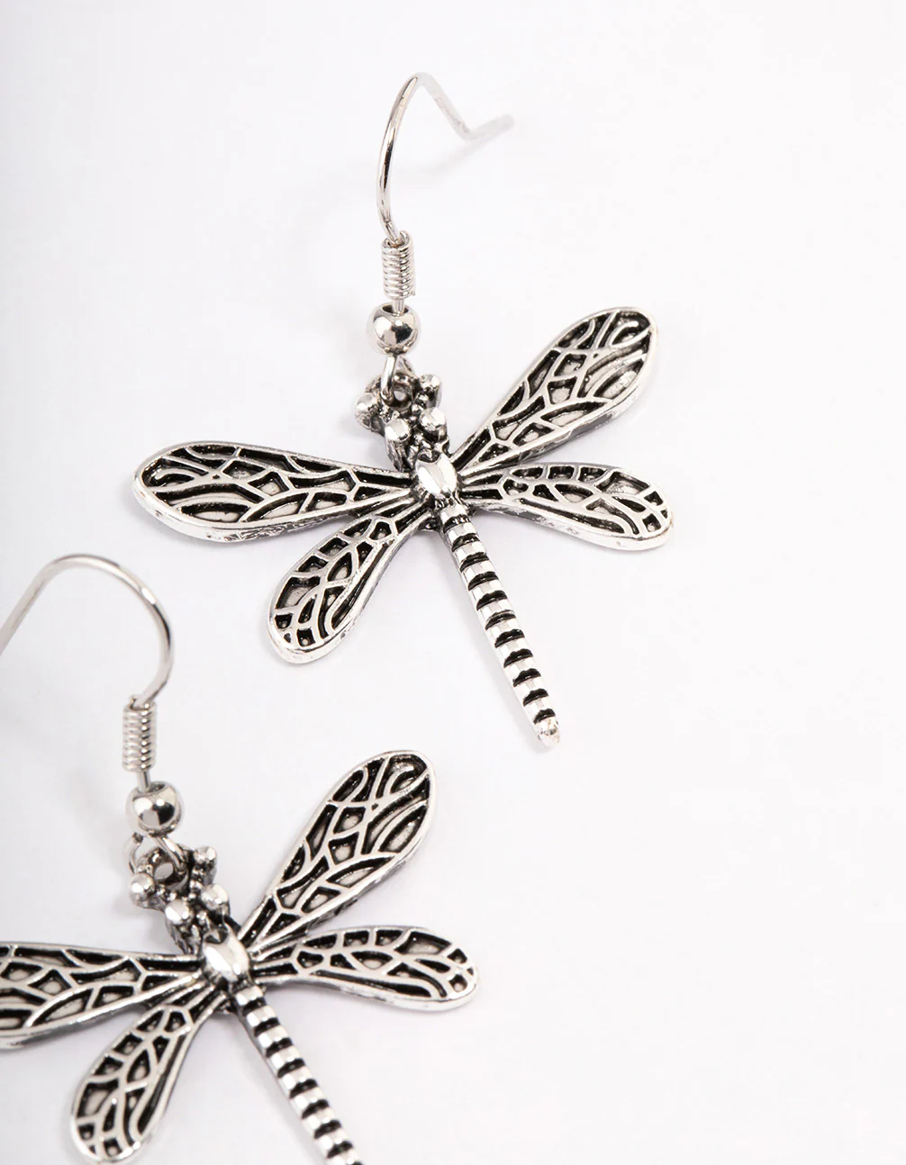 1937-antique-silver-dragonfly-drop-earrings-3.webp Antique Silver Dragonfly Drop Earrings