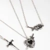 1939-antique-silver-enamel-heart-layered-necklaces-1.webp Antique Silver Enamel Heart Layered Necklaces
