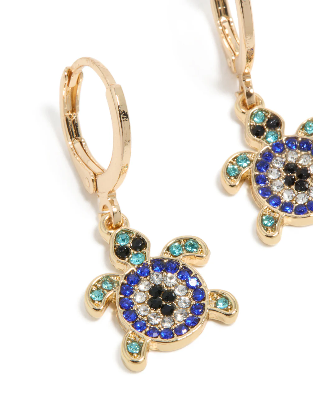 194-gold-blue-diamante-turtle-huggie-earrings-4.webp Gold Blue Diamante Turtle Huggie Earrings