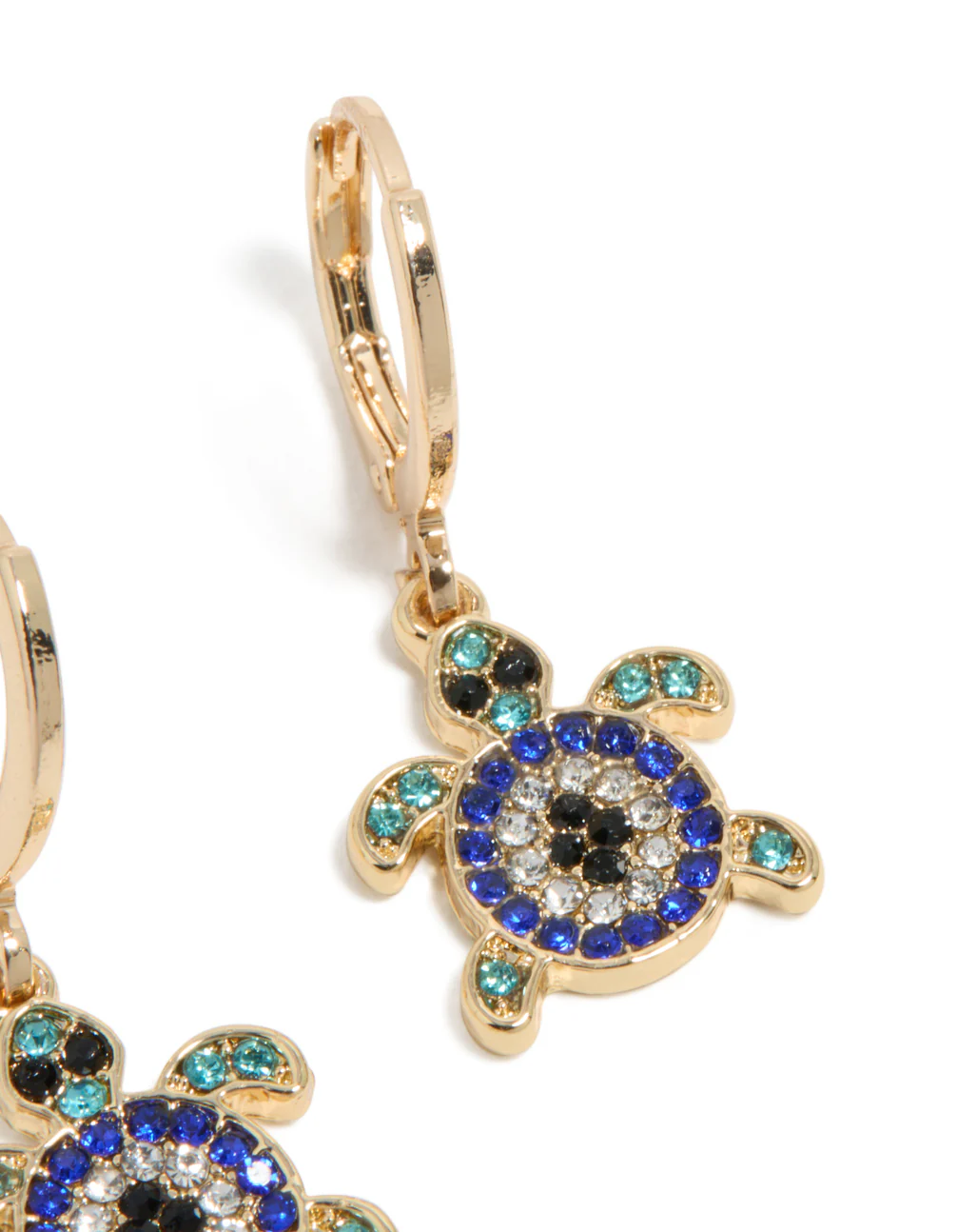 194-gold-blue-diamante-turtle-huggie-earrings-5.webp Gold Blue Diamante Turtle Huggie Earrings