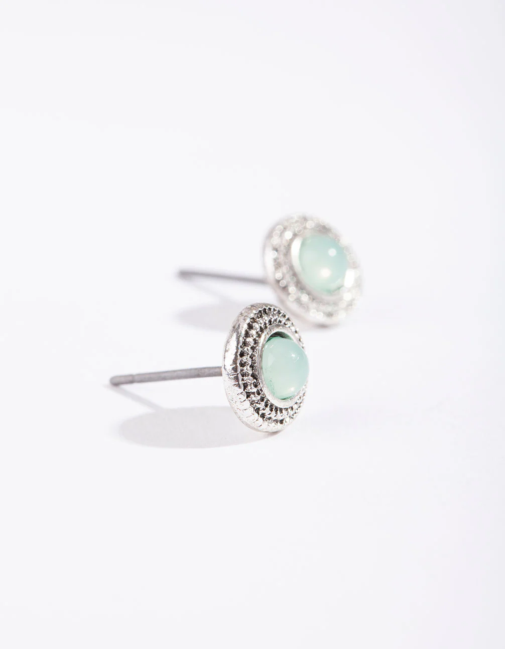 Antique Silver Etched Mini Stud Earrings