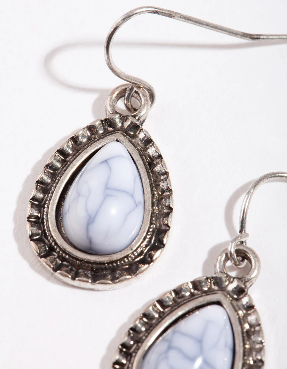 1942-antique-silver-etched-tear-simple-drop-earrings-2.webp Antique Silver Etched Tear Simple Drop Earrings