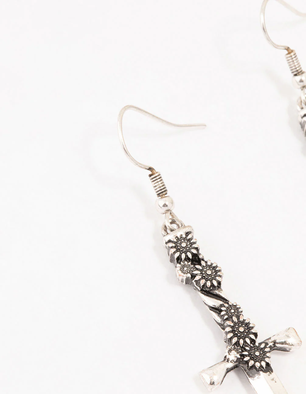 1946-antique-silver-floral-sword-drop-earrings-2.webp Antique Silver Floral Sword Drop Earrings