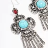 Antique Silver Fringe Cluster Boho Drop Earrings