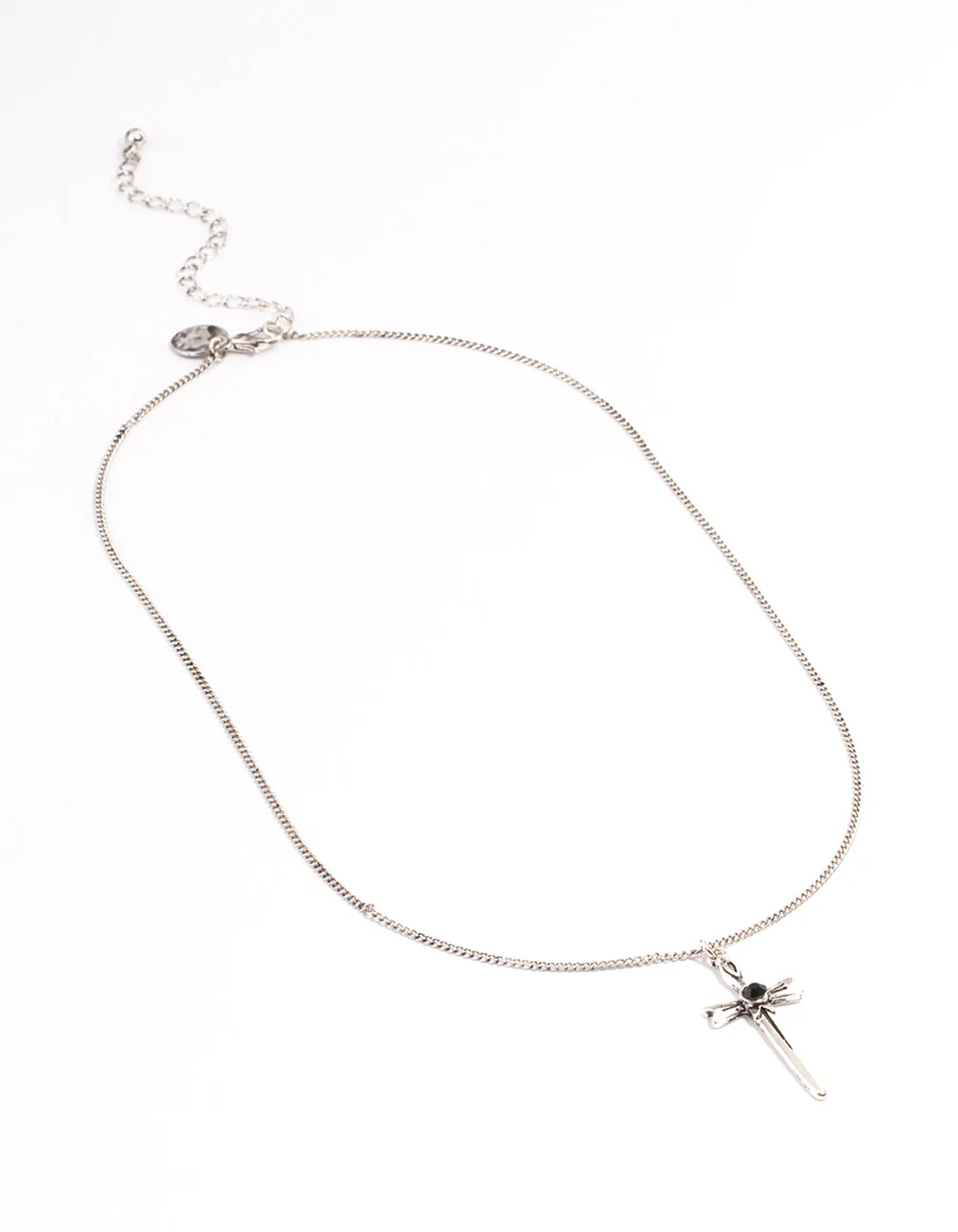 Antique Silver Gothic Cross Necklace