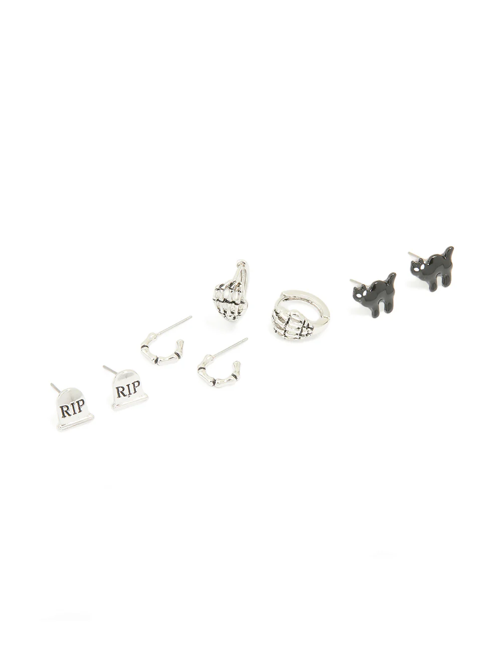 1950-antique-silver-graveyard-black-cat-earrings-4-pack-1.webp Antique Silver Graveyard & Black Cat Earrings 4-Pack