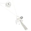 Antique Silver Heart & Arrow Boho Charm Layered Necklace