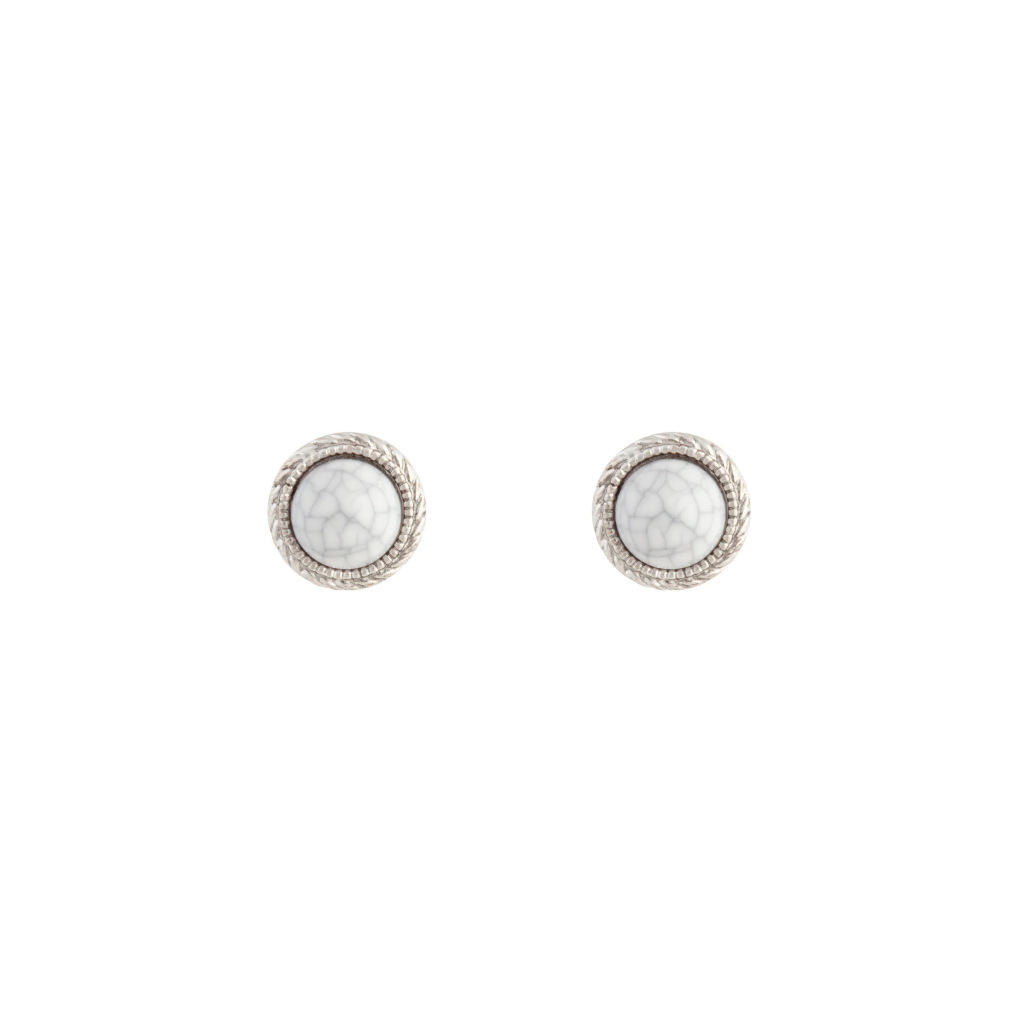 Antique Silver Marble Cracked Earrings