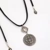 1961-antique-silver-multi-disc-suede-cord-layered-necklace-1.webp Antique Silver Multi Disc Suede Cord Layered Necklace