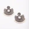 Antique Silver Pearl Bead Chandbali Earrings