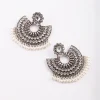 Antique Silver Pearl Bead Chandbali Earrings