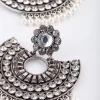 Antique Silver Pearl Bead Chandbali Earrings