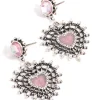 1968-antique-silver-pink-sparkle-heart-earrings-1.webp Antique Silver Pink Sparkle Heart Earrings