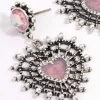1968-antique-silver-pink-sparkle-heart-earrings-2.webp Antique Silver Pink Sparkle Heart Earrings