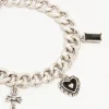 1971-antique-silver-rustic-heart-diamante-charm-bracelet-2.webp Antique Silver Rustic Heart & Diamante Charm Bracelet
