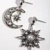 Antique Silver Star & Moon Earrings