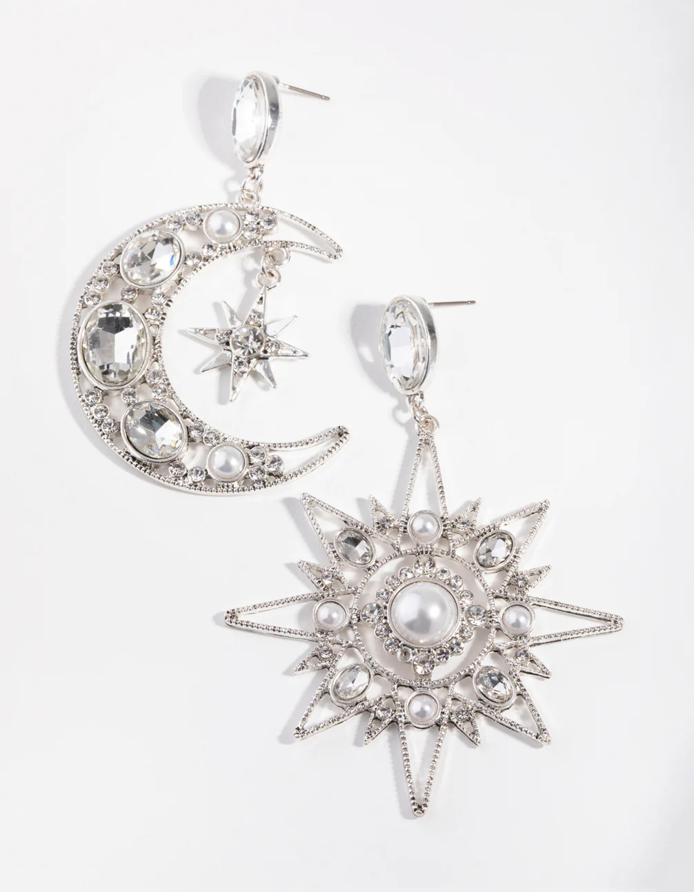 1982-antique-silver-statement-star-moon-earrings-1.webp Antique Silver Statement Star & Moon Earrings