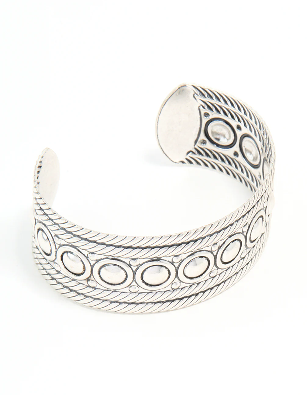 Antique Silver Stone Design Wrist Cuff