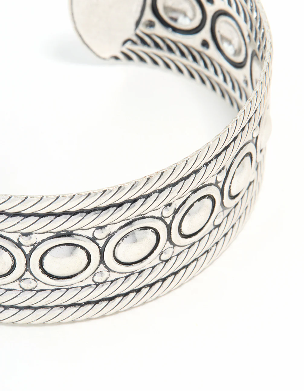 Antique Silver Stone Design Wrist Cuff