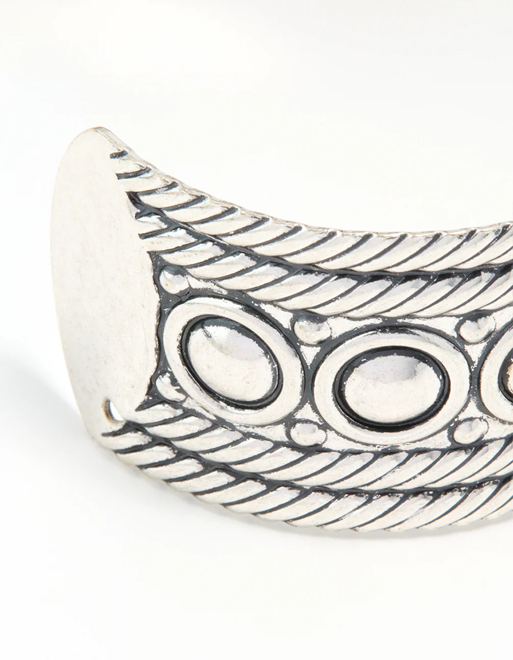 Antique Silver Stone Design Wrist Cuff