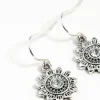 Antique Silver Sun Diamante Earrings
