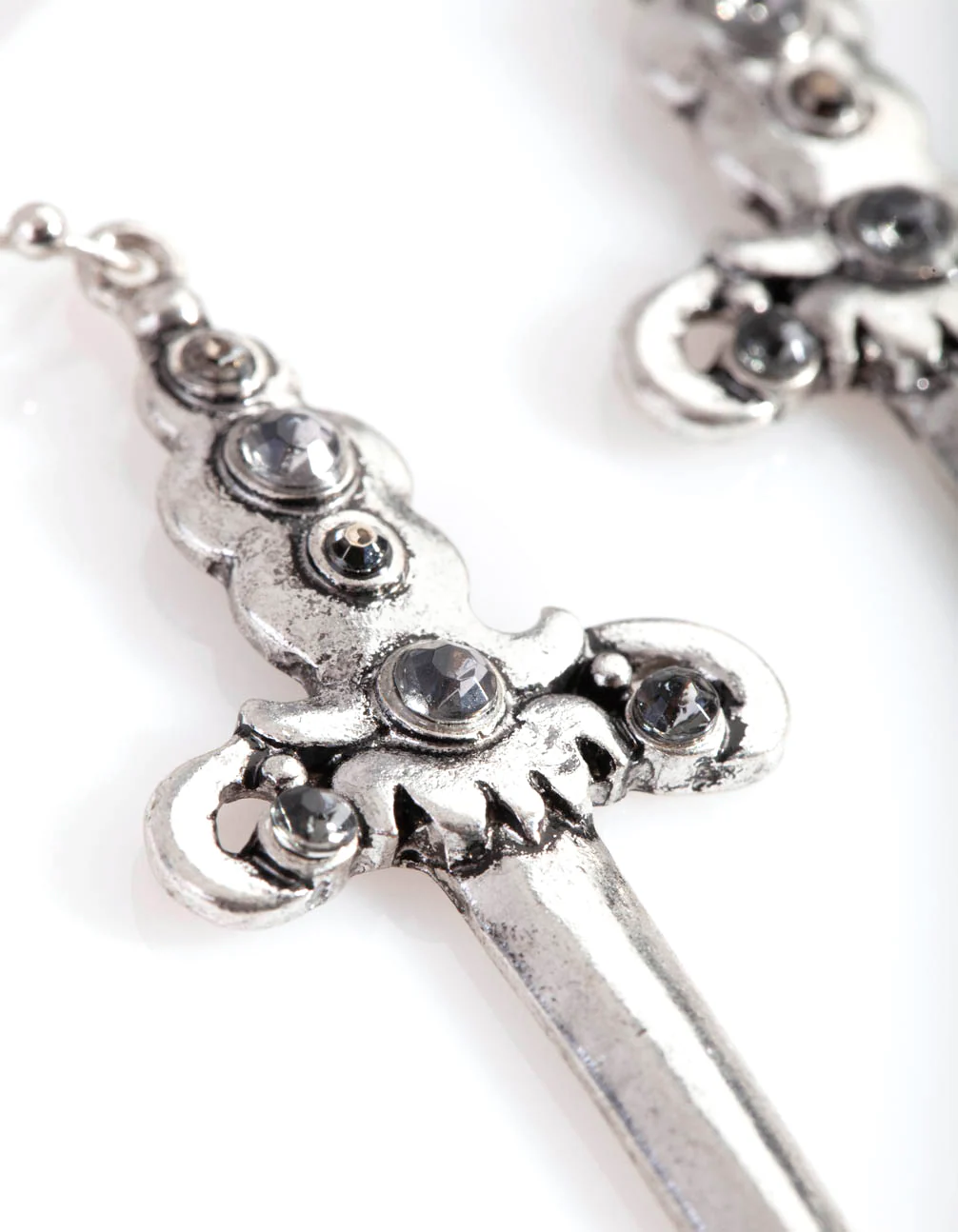 1987-antique-silver-sword-drop-earrings-2.webp Antique Silver Sword Drop Earrings