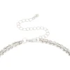 Antique Silver Textured Blue Circle Layered Necklace