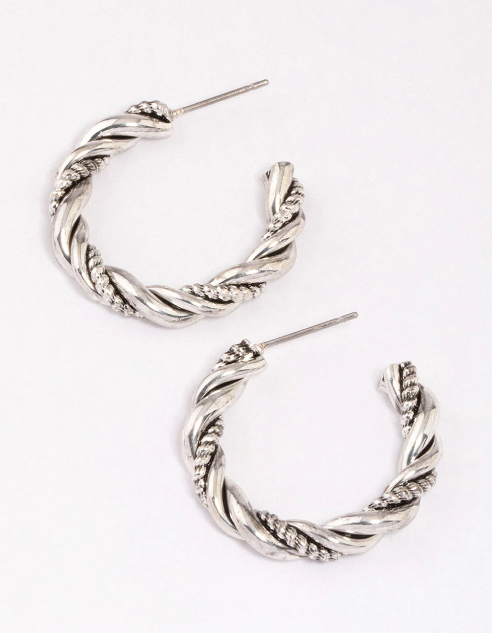 1997-antique-silver-textured-twisted-hoop-earrings-1.webp Antique Silver Textured Twisted Hoop Earrings