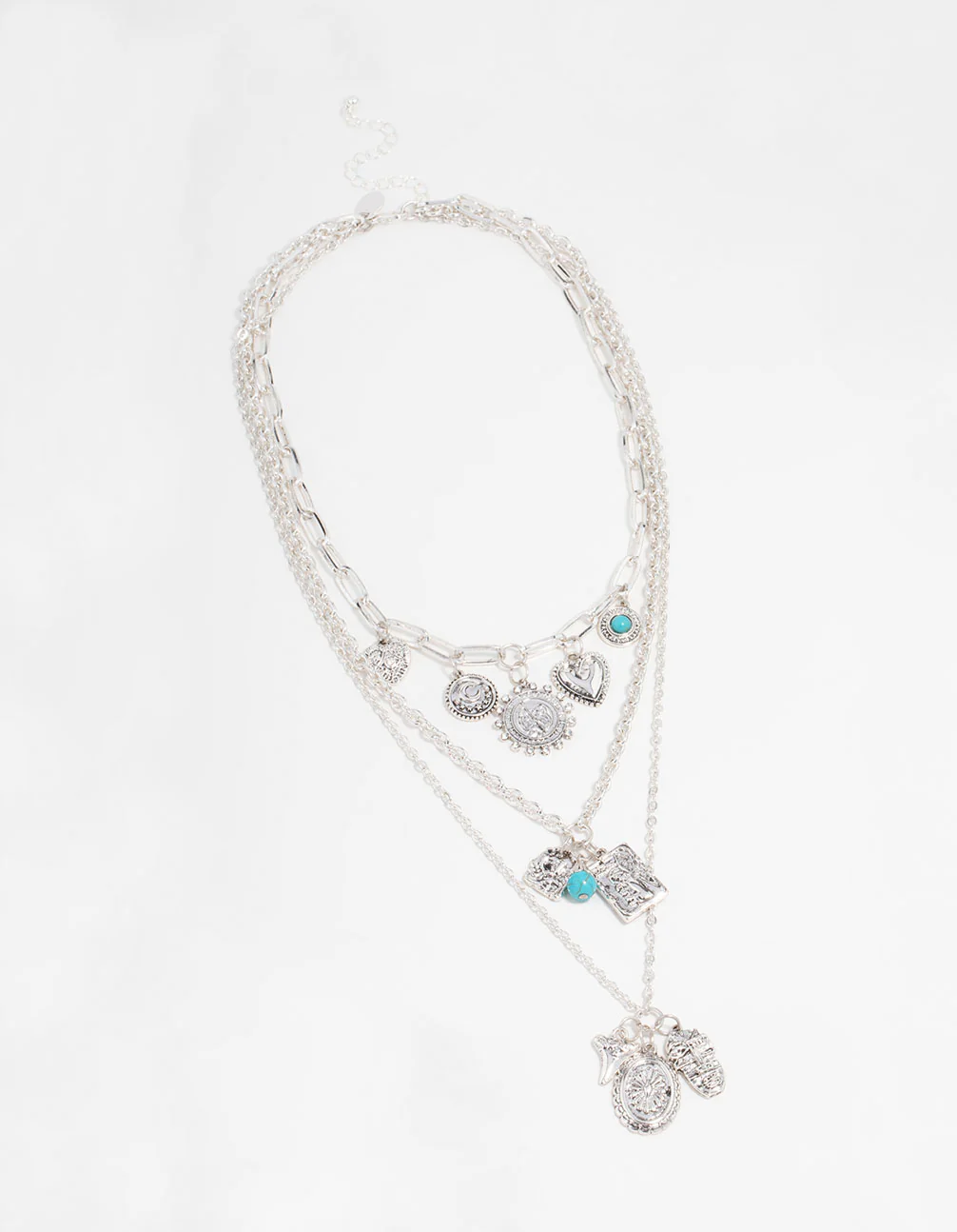 2002-antique-silver-turquoise-heart-charm-layered-necklace-2.webp Antique Silver Turquoise & Heart Charm Layered Necklace